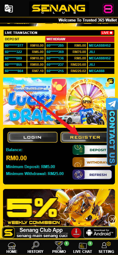Step 1 - Register at Senang Club Casino - Part 1