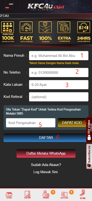 Step 1 - Register at i1KFC4U Casino - Part 2