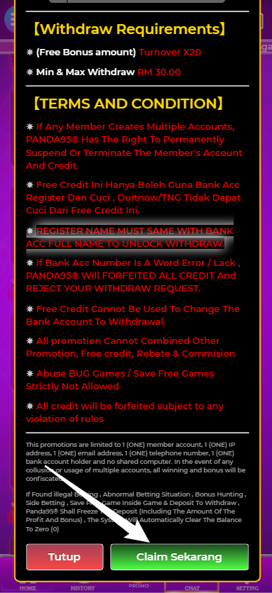 Step 3 - Register at Panda95 Casino - Part 2