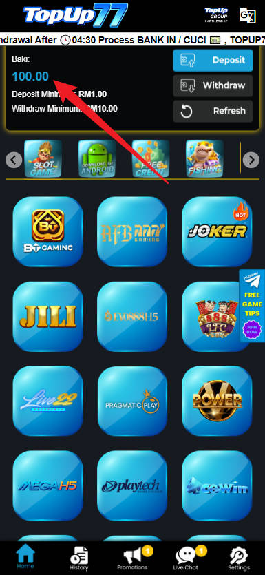 Step 4 - Register at Topup77 Casino - Free Credit No Deposit - Part 1