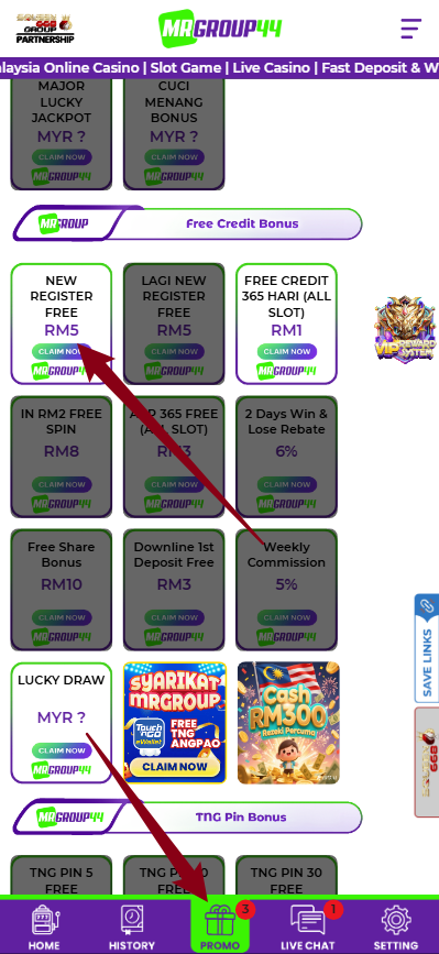 Step 3 - Register at MRGROUP44 Casino - Free Credit Slot - Part 1