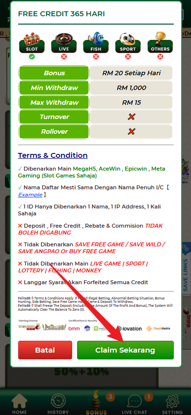 Step 3 - Register at Pelita88 Casino - Free Credit 365 - Part 2