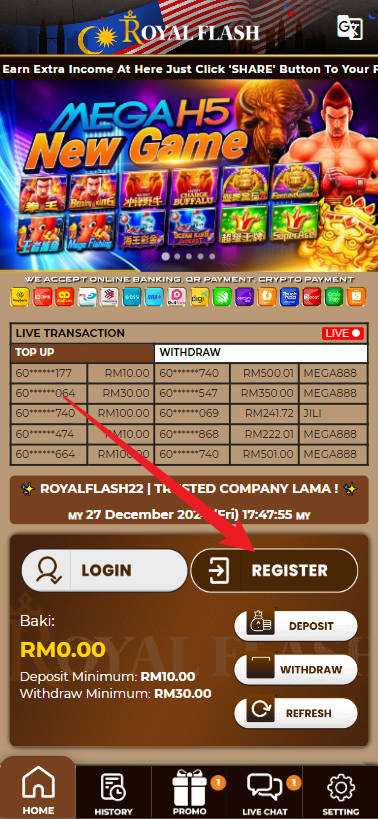 Step 1 - Register at RoyalFlash22 Casino - Part 1