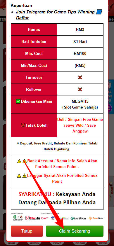Step 3 - Register at Merah44 Casino - Free Credit 365 - Part 2