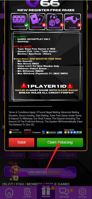 Step 3 - Register at Ultra66 Casino - Part 2