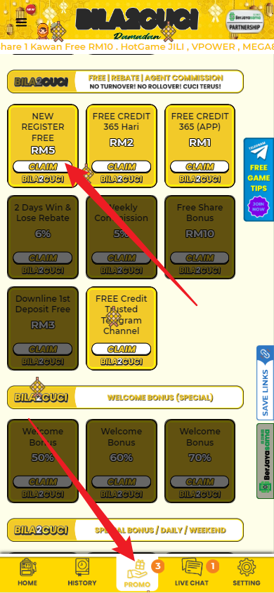 Step 3 - Register at Bila2cuci Casino - Free Credit Slot - Part 1