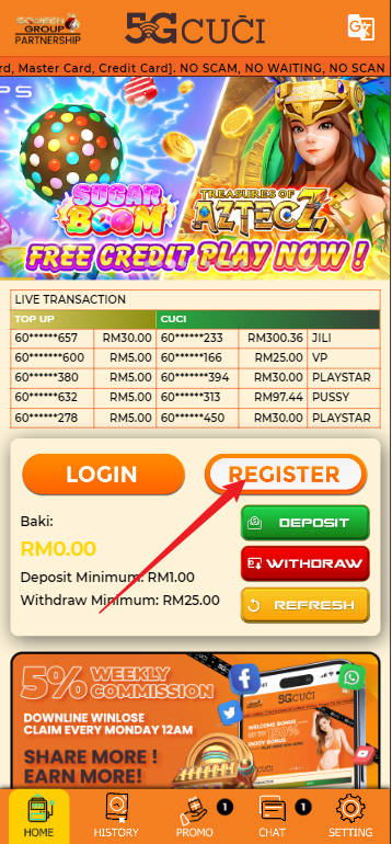 Step 1 - Register at 5GCUCI Casino - Part 1