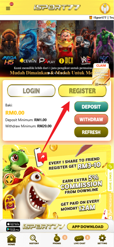 Step 1 - Register at iSport77 Casino - Part 1