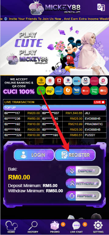 Step 1 - Register at Mickey88 Casino - Part 1