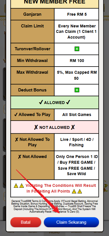 Step 3 - Register at Trust88 Casino - Free Credit Slot - Part 2