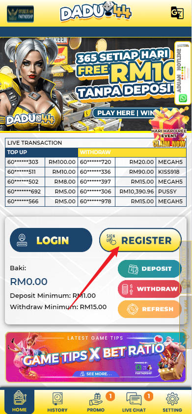 Step 1 - Register at Dadu44 Casino - Part 1