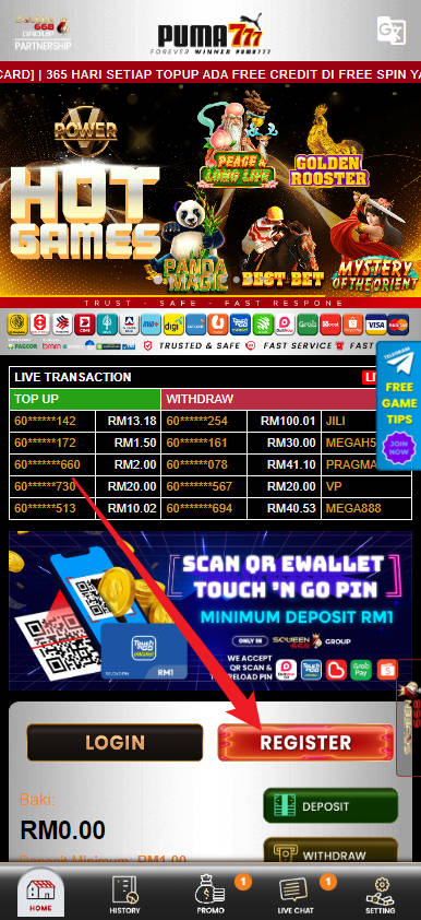 Step 1 - Register at Puma777 Casino - Part 1