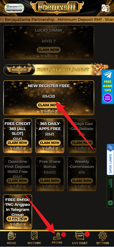 Step 3 - Register at Fortune111 - Free Credit Slot - Part 1