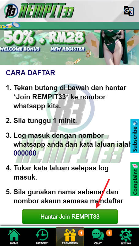 Step 1 - Register at Rempit33 Casino - Part 2