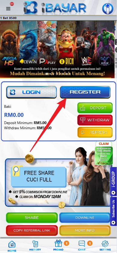Step 1 - Register at iBayar Casino - Part 1