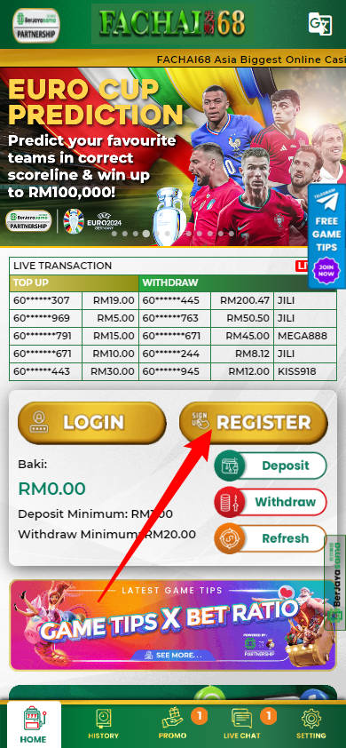 Step 1 - Register at Fachai68 Casino - Part 1