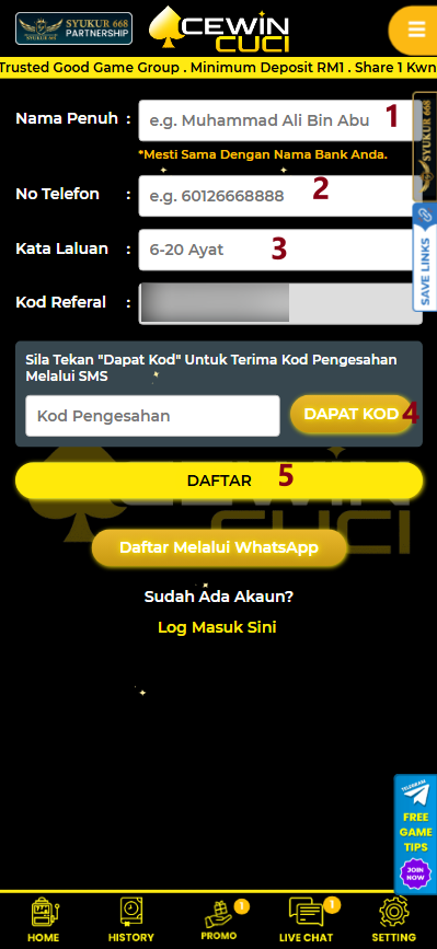 Step 1 - Register at AcewinCuci Casino - Part 2