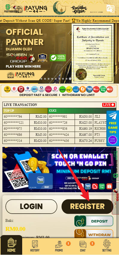 Step 1 - Register at iPAYUNG44 Casino - Part 1