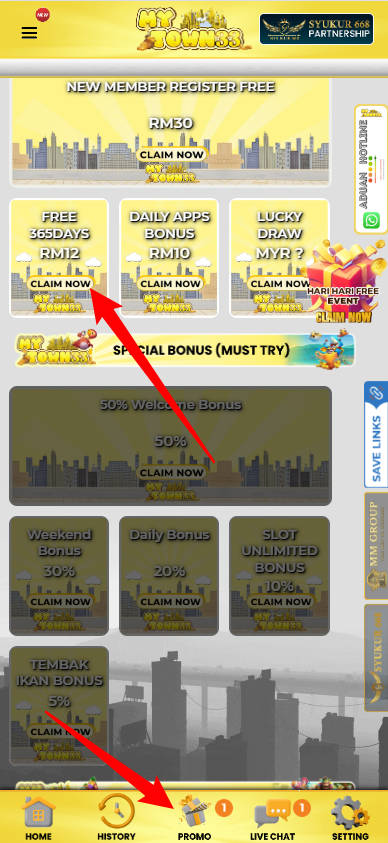 Step 3 - Register at Mytown33 Casino - Free Credit 365 - Part 1