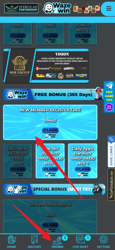 Step 3 - Register at Waze2Win Casino - Free Credit Slot - Part 1