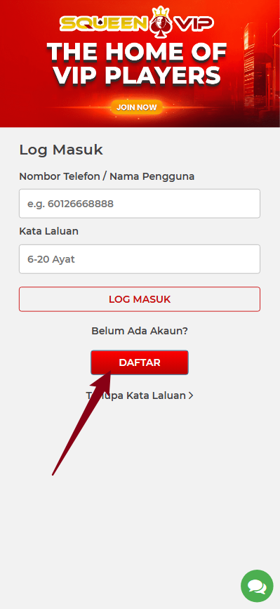 Step 1 - Register at SqueenVIP Casino - Part 1