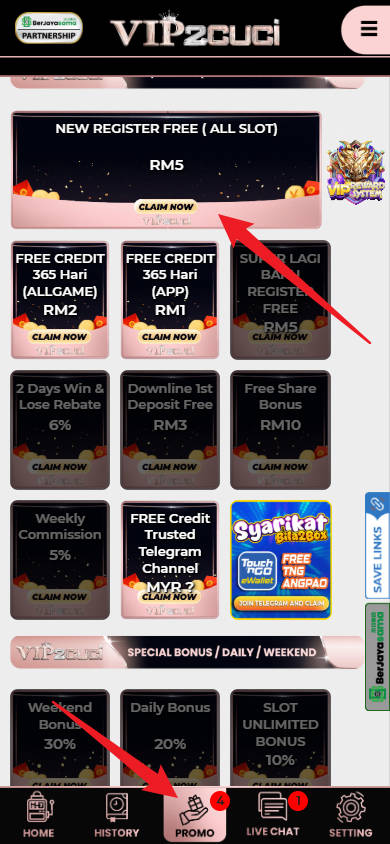 Step 3 - Register at VIP2Cuci Casino - Free Credit Slot - Part 1