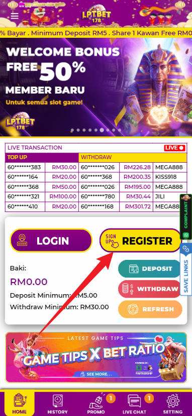 Step 1 - Register at LPTBET178 - Part 1