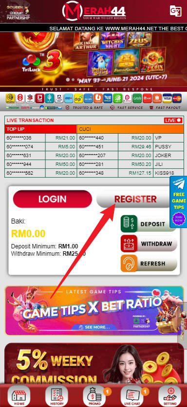 Step 1 - Register at Merah44 Casino - Part 1