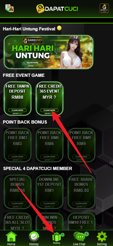 Step 3 - Register at DapatCuci Casino - Free Credit 365 - Part 1