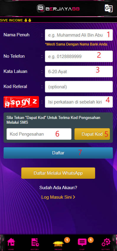 Step 1 - Register at Berjaya88 Casino - Part 2