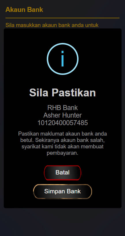 Step 2 - Fill in your bank account details at SBK21 Casino - Part 2