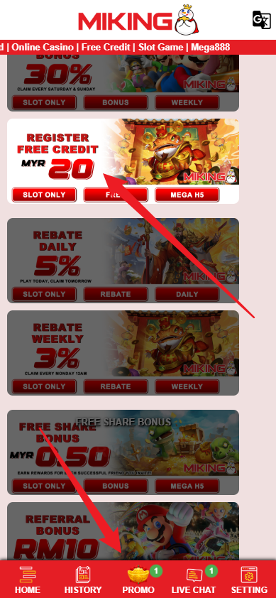 Step 3 - Register at Miking8 Casino - Free Credit Slot - Part 1