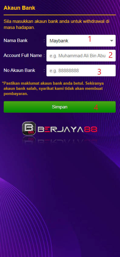 Step 2 - Register at Berjaya88 Casino - Part 1