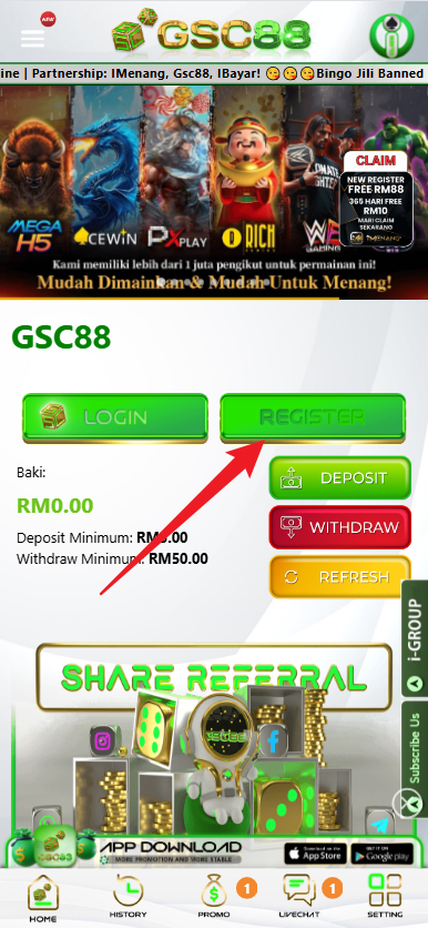 Step 1 - Register at GSC88 Casino - Part 1