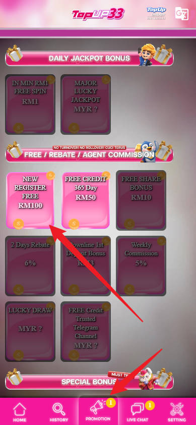 Step 3 - Register at Topup33 Casino - Part 1