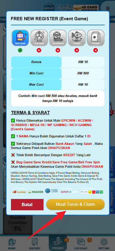 Step 3 - Register at Hari2Lucky Casino - Free Credit Slot - Part 2