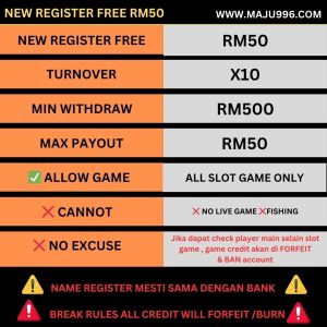 Freecreditrm - Maju996 Free Credit No Deposit RM50 Banner