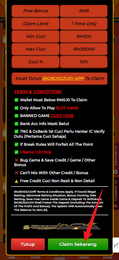 Step 3 - Register at Big Boss Judi Casino - Free Credit Slot - Part 2