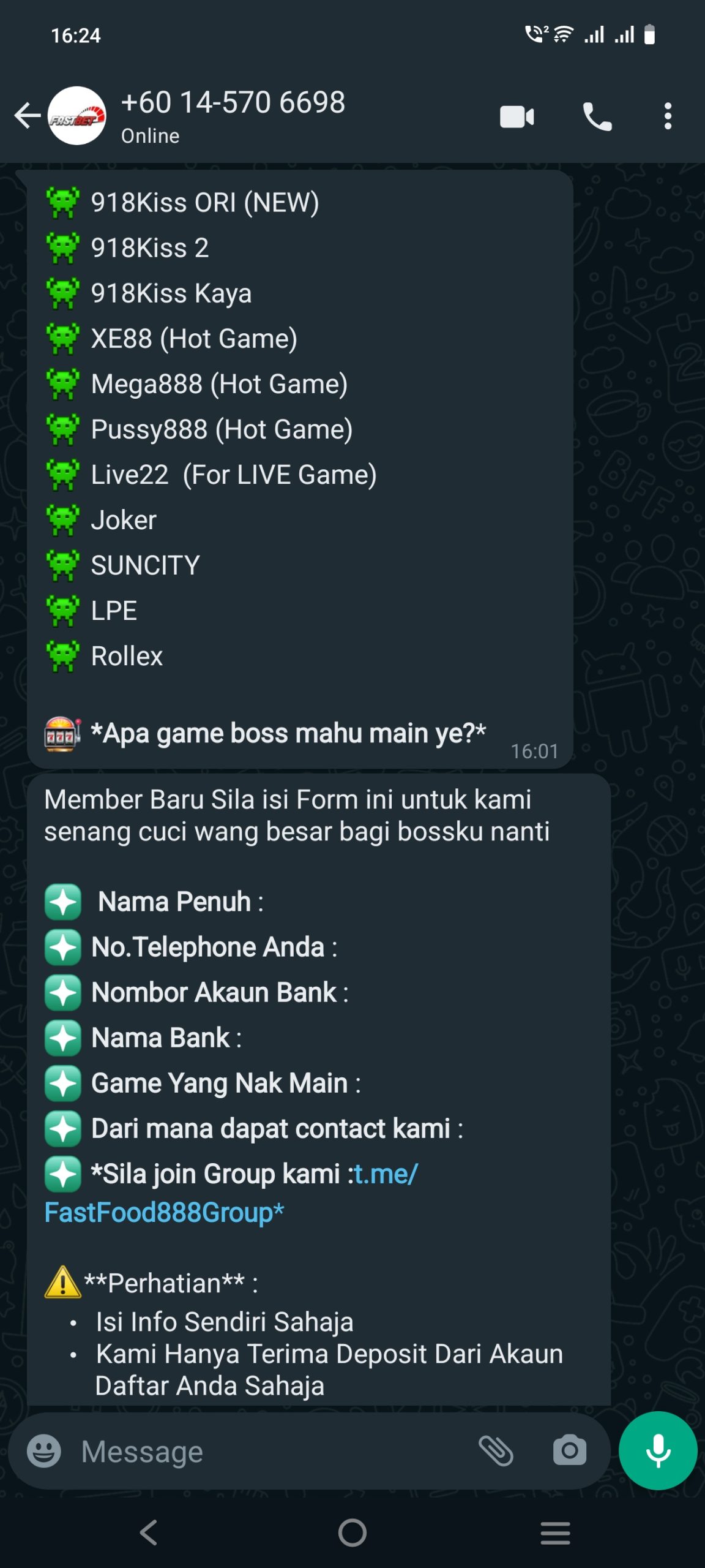 Step 2 - Register an account with FASTBET WhatsApp Support