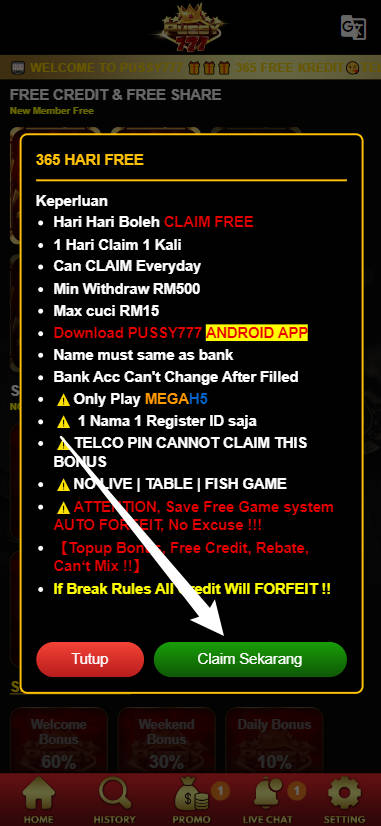 Step 3 - Register at Pussy777 Casino - Free Credit 365 - Part 2
