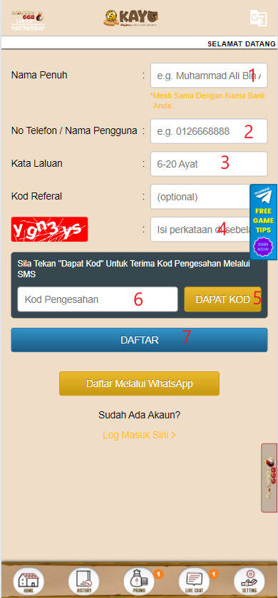 Step 1 - Register at KAYU33 Casino - Part 2