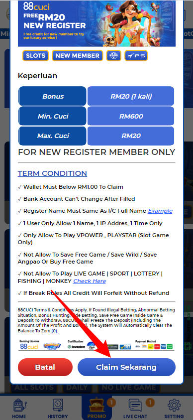 Step 3 - Register at 88CUCI Casino - Part 2