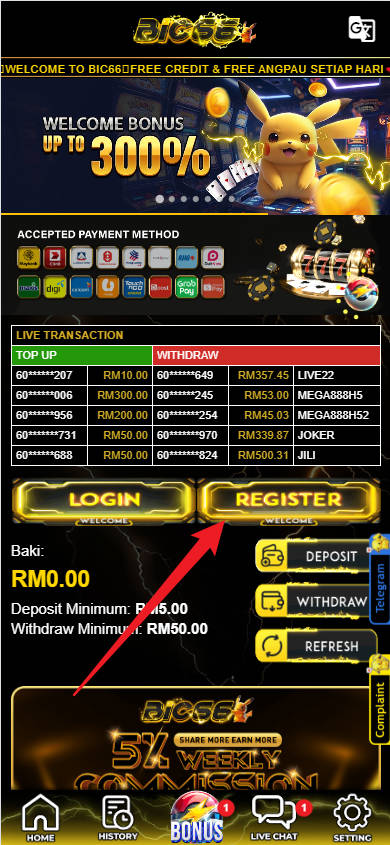 Step 1 - Register at BIC66 Casino - Part 1