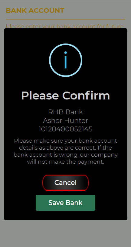 Step 2 - Fill in your bank account details at Cuci21 Casino - Part 2