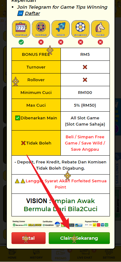 Step 3 - Register at Bila2cuci Casino - Free Credit Slot - Part 2
