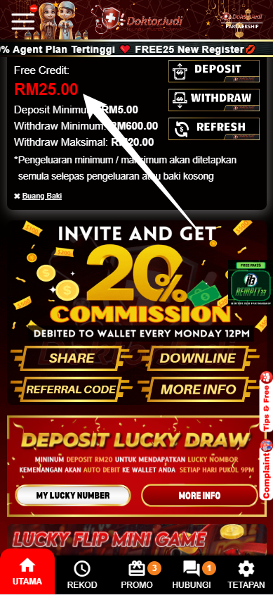 Step 4 - Register at Doktor Judi Casino - Free Credit Slot - Part 1