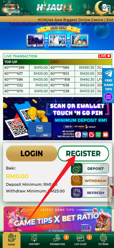 Step 1 - Register at Hijau44 Casino - Part 1