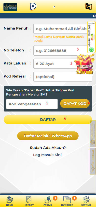 Step 1 - Register at Dadu44 Casino - Part 2