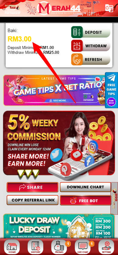 Step 4 - Register at Merah44 Casino - Free Credit 365 - Part 1