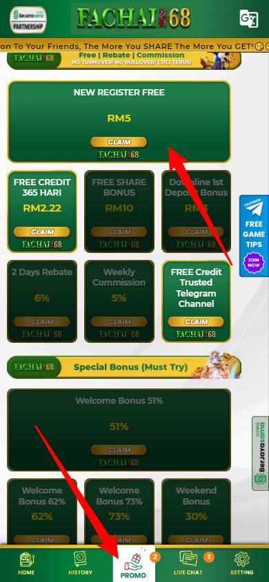 Step 3 - Register at Fachai68 Casino - Free Credit Slot - Part 1